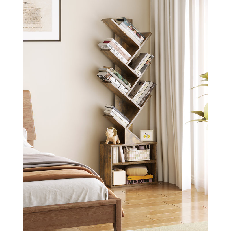 Free Standing Tree store Bookcase, Utility Organizer Shelves 6 Tier Tree Bookshelf